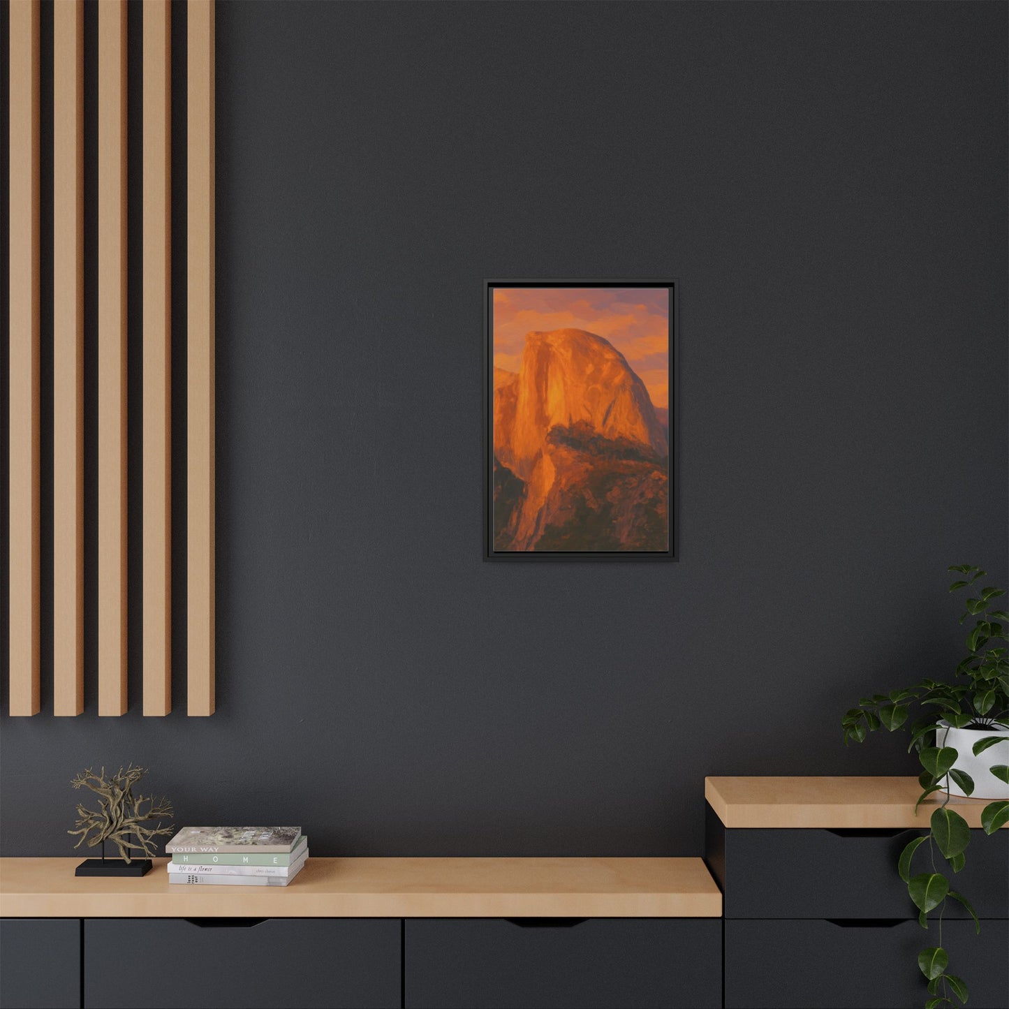 Sunset Over Half Dome - Framed Canvas
