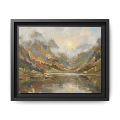 Misty Mountain Lake - Framed Canvas
