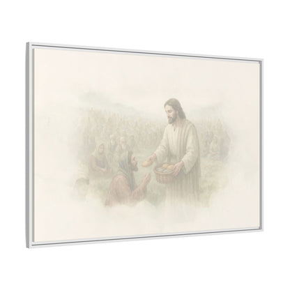 Jesus Feeds The 5,000 - Framed Canvas