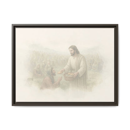 Jesus Feeds The 5,000 - Framed Canvas