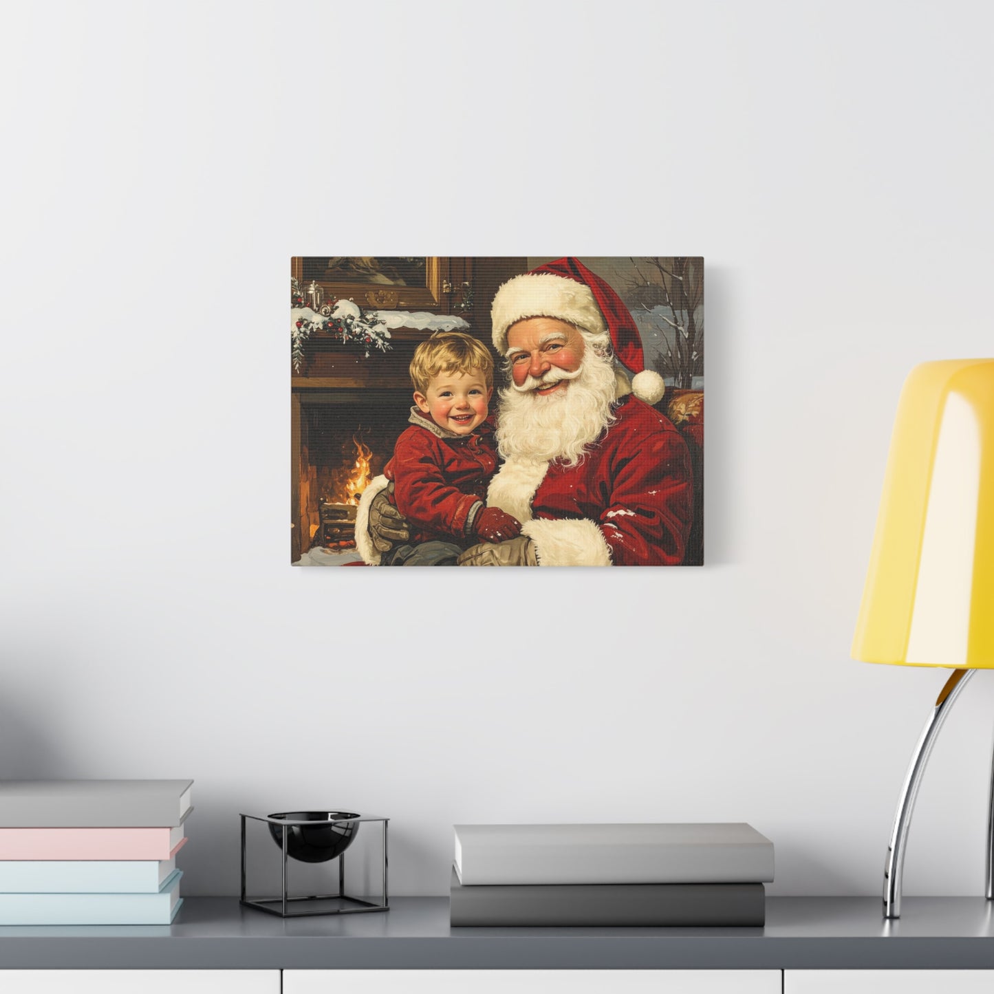 Vintage Santa with Little Boy - Canvas