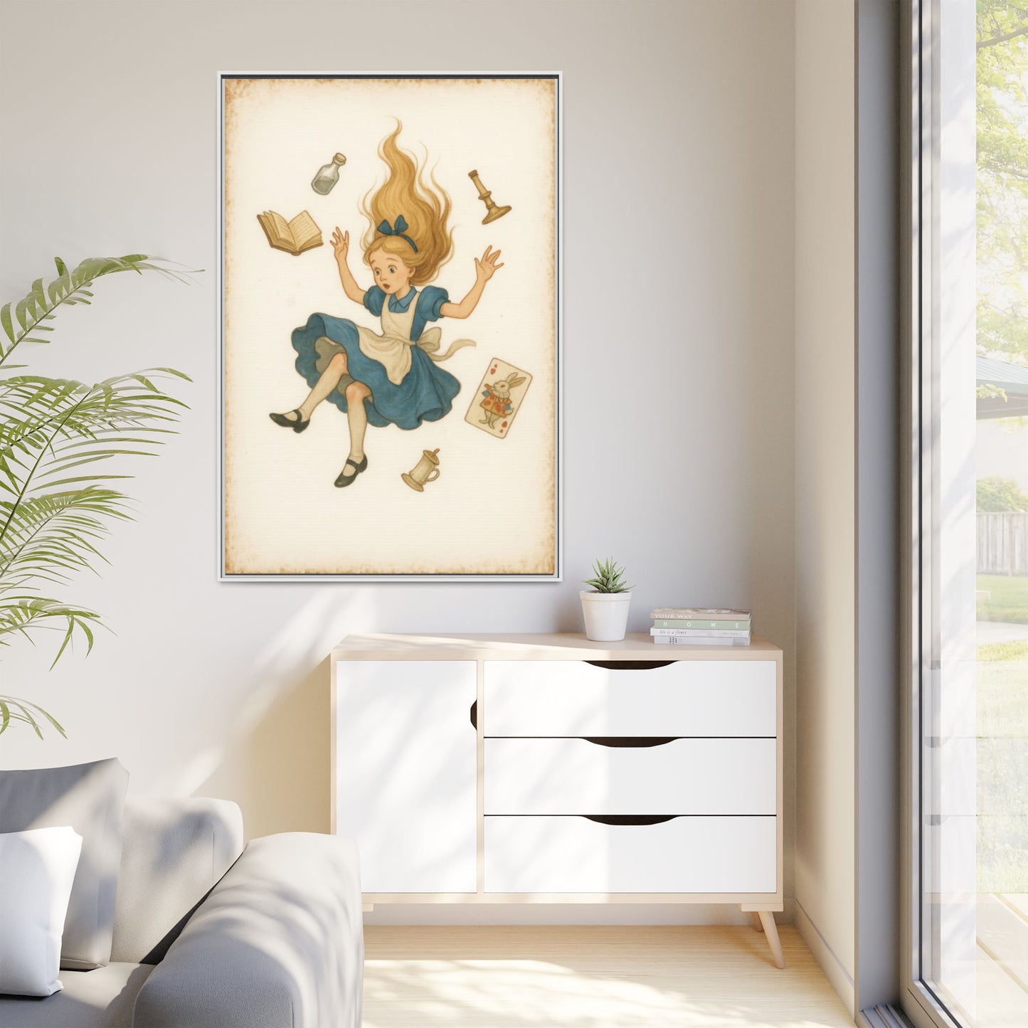 Alice Down the Rabbit Hole - Framed Canvas