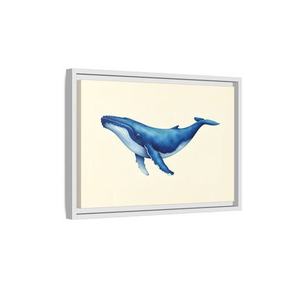 Blue Whale Watercolor - Framed Canvas