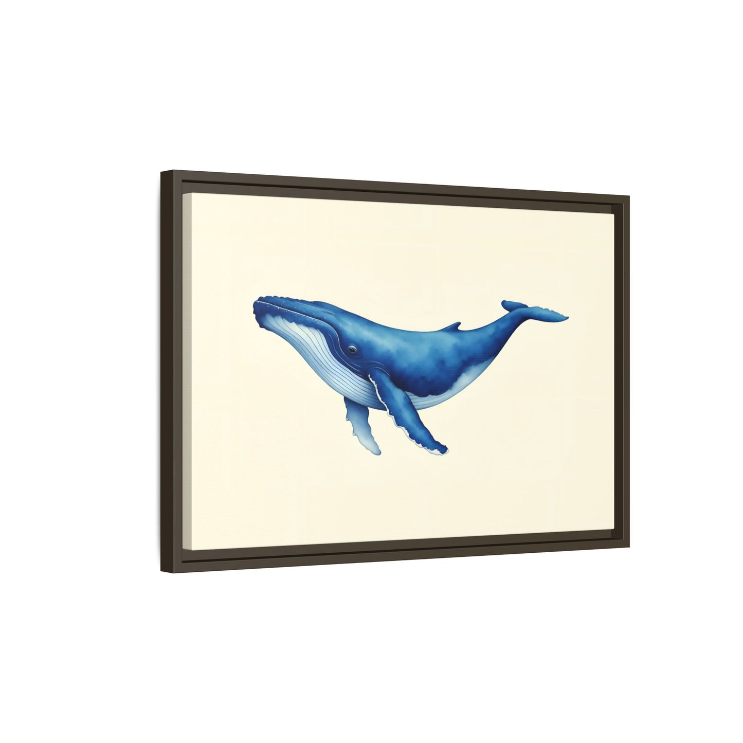 Blue Whale Watercolor - Framed Canvas