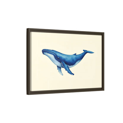 Blue Whale Watercolor - Framed Canvas