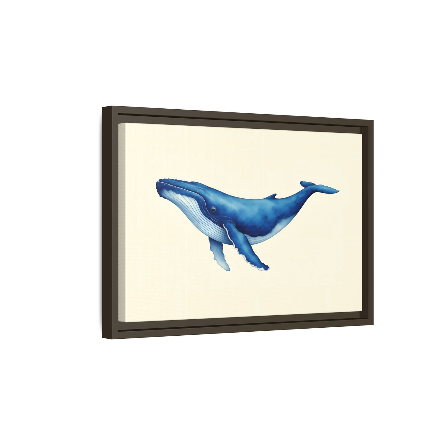 Blue Whale Watercolor - Framed Canvas
