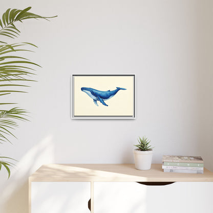 Blue Whale Watercolor - Framed Canvas