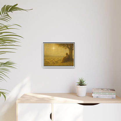 Shepherd In The Field - Framed Canvas