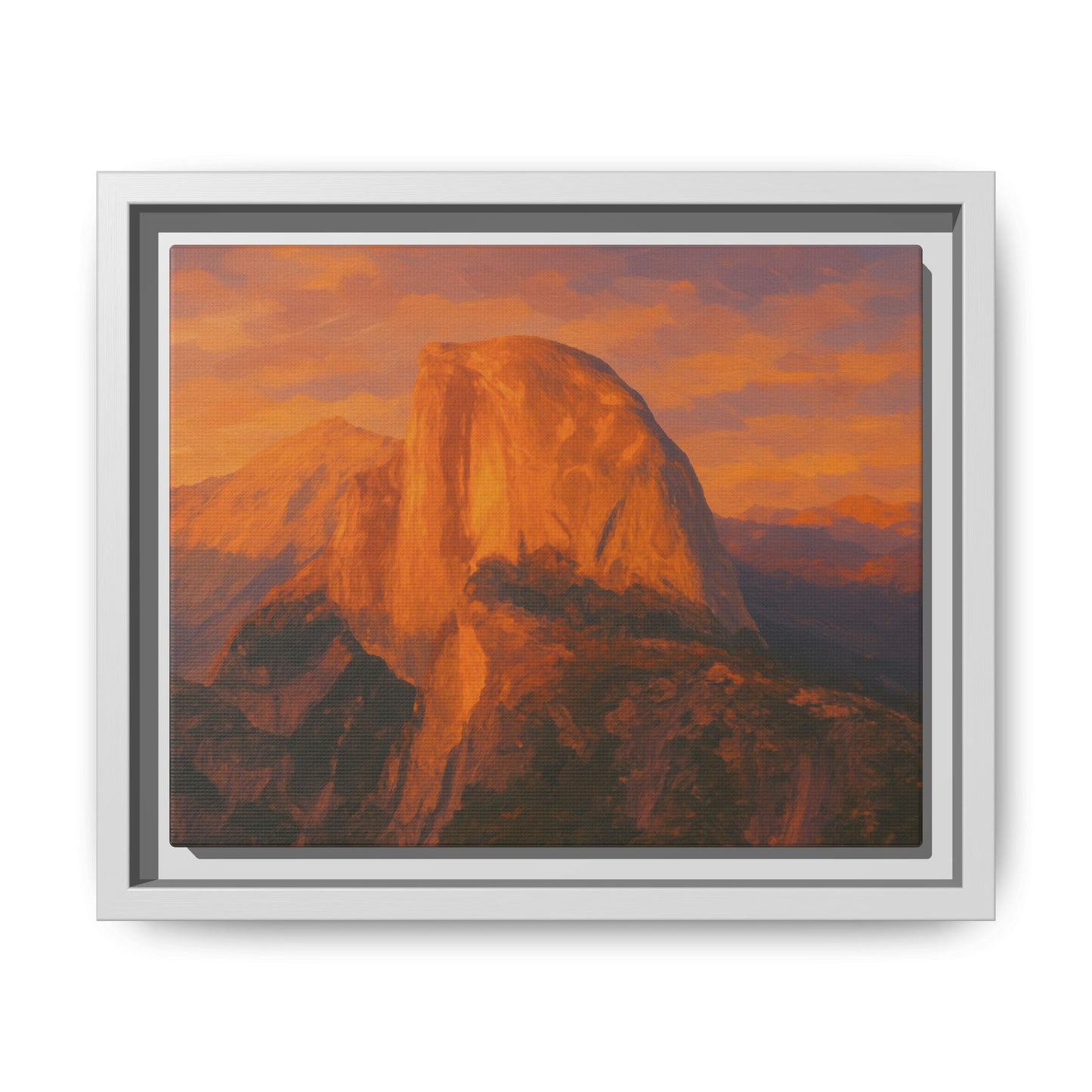 Sunset Over Half Dome - Framed Canvas