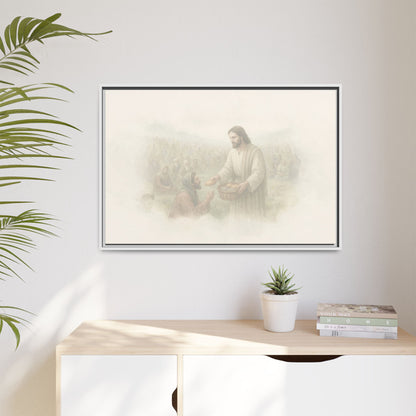 Jesus Feeds The 5,000 - Framed Canvas