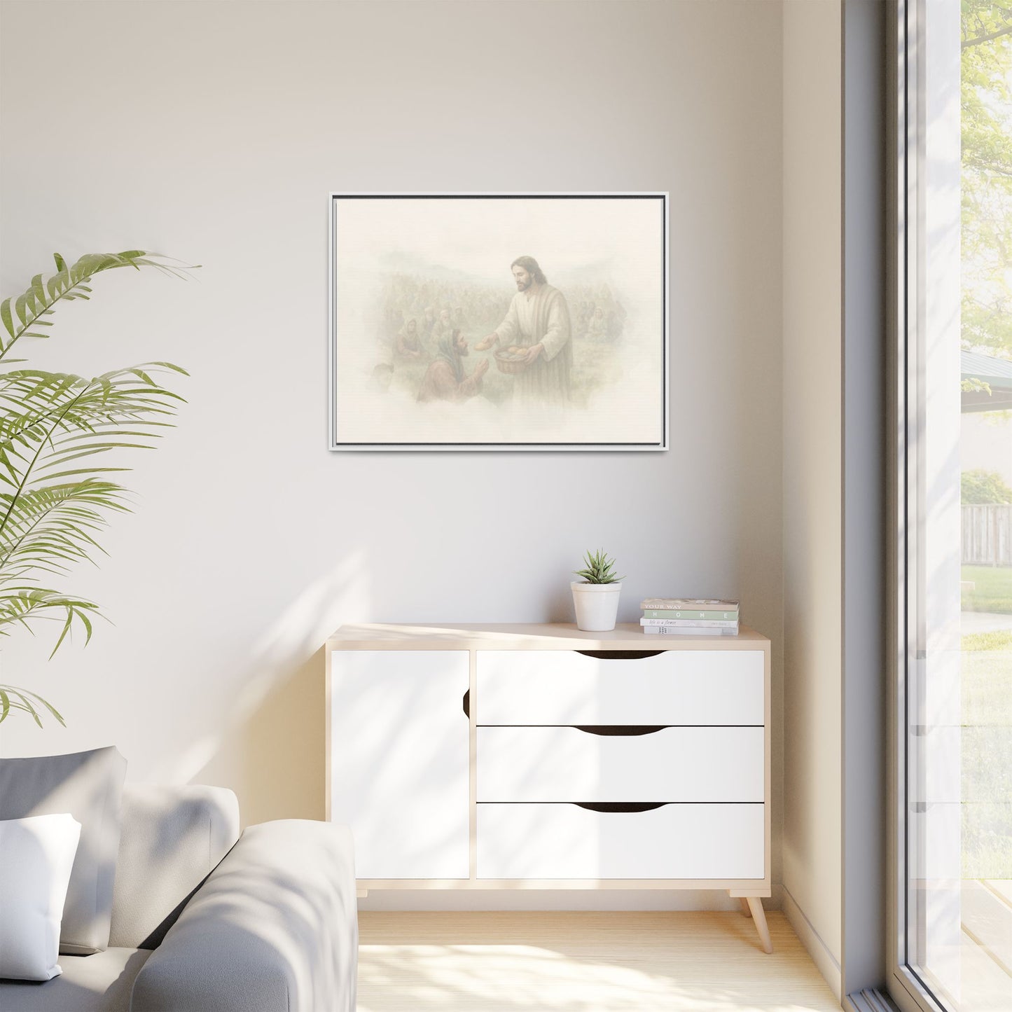 Jesus Feeds The 5,000 - Framed Canvas