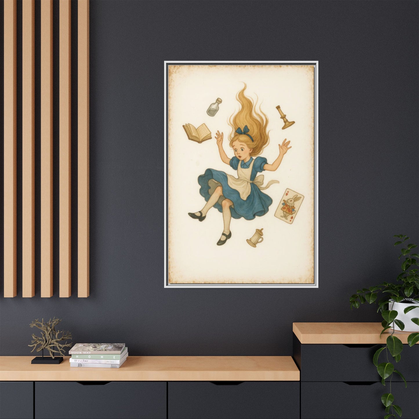 Alice Down the Rabbit Hole - Framed Canvas