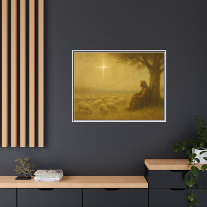 Shepherd In The Field - Framed Canvas