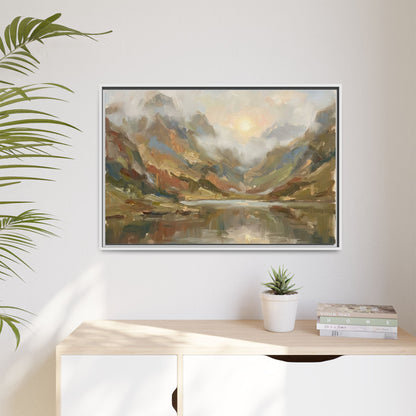 Misty Mountain Lake - Framed Canvas
