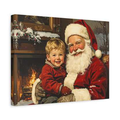 Vintage Santa with Little Boy - Canvas