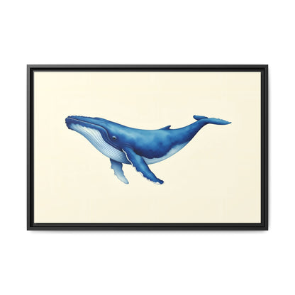 Blue Whale Watercolor - Framed Canvas
