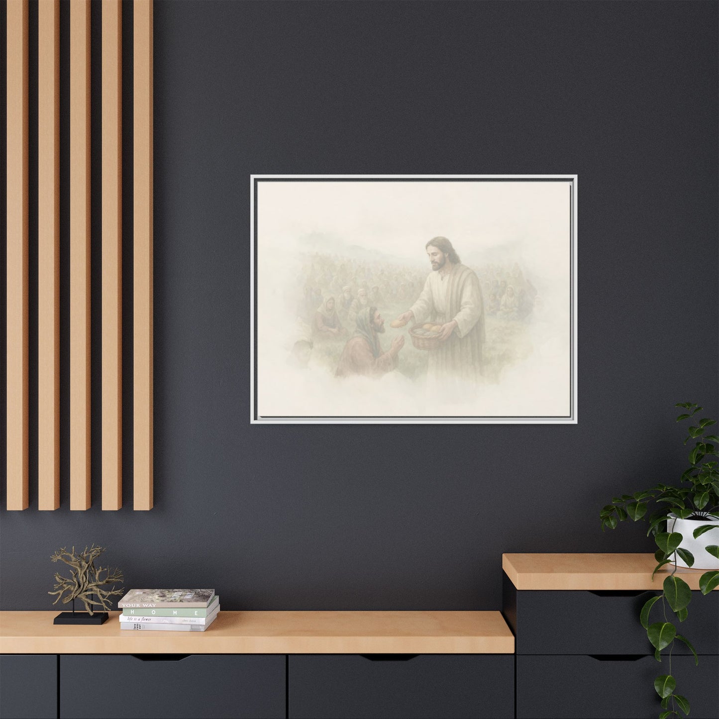 Jesus Feeds The 5,000 - Framed Canvas