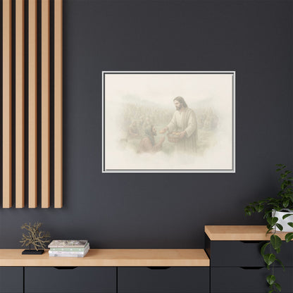 Jesus Feeds The 5,000 - Framed Canvas