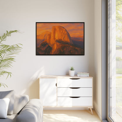 Sunset Over Half Dome - Framed Canvas