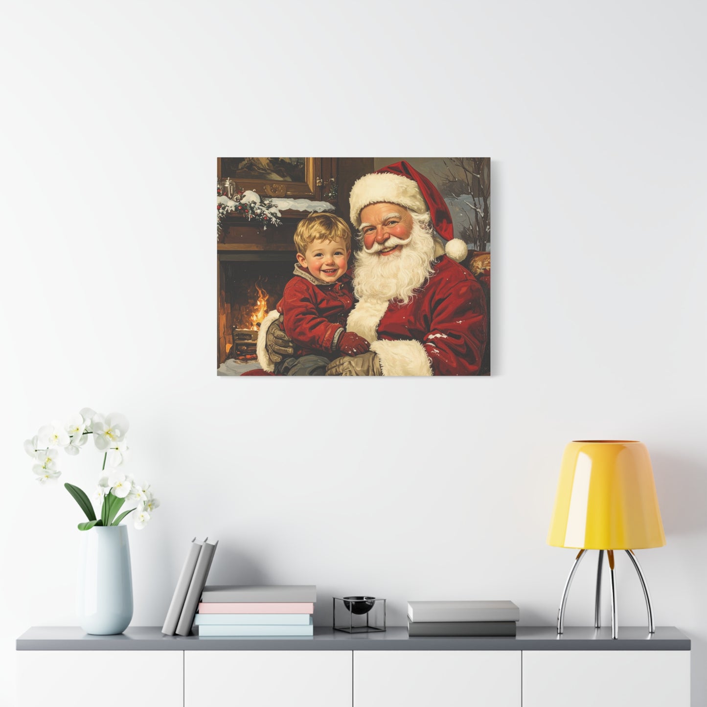Vintage Santa with Little Boy - Canvas