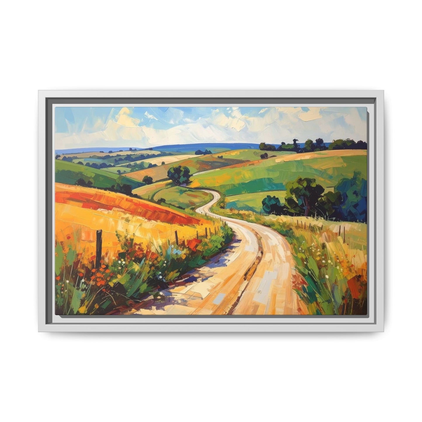 Lazy Country Road #3 - Framed Canvas