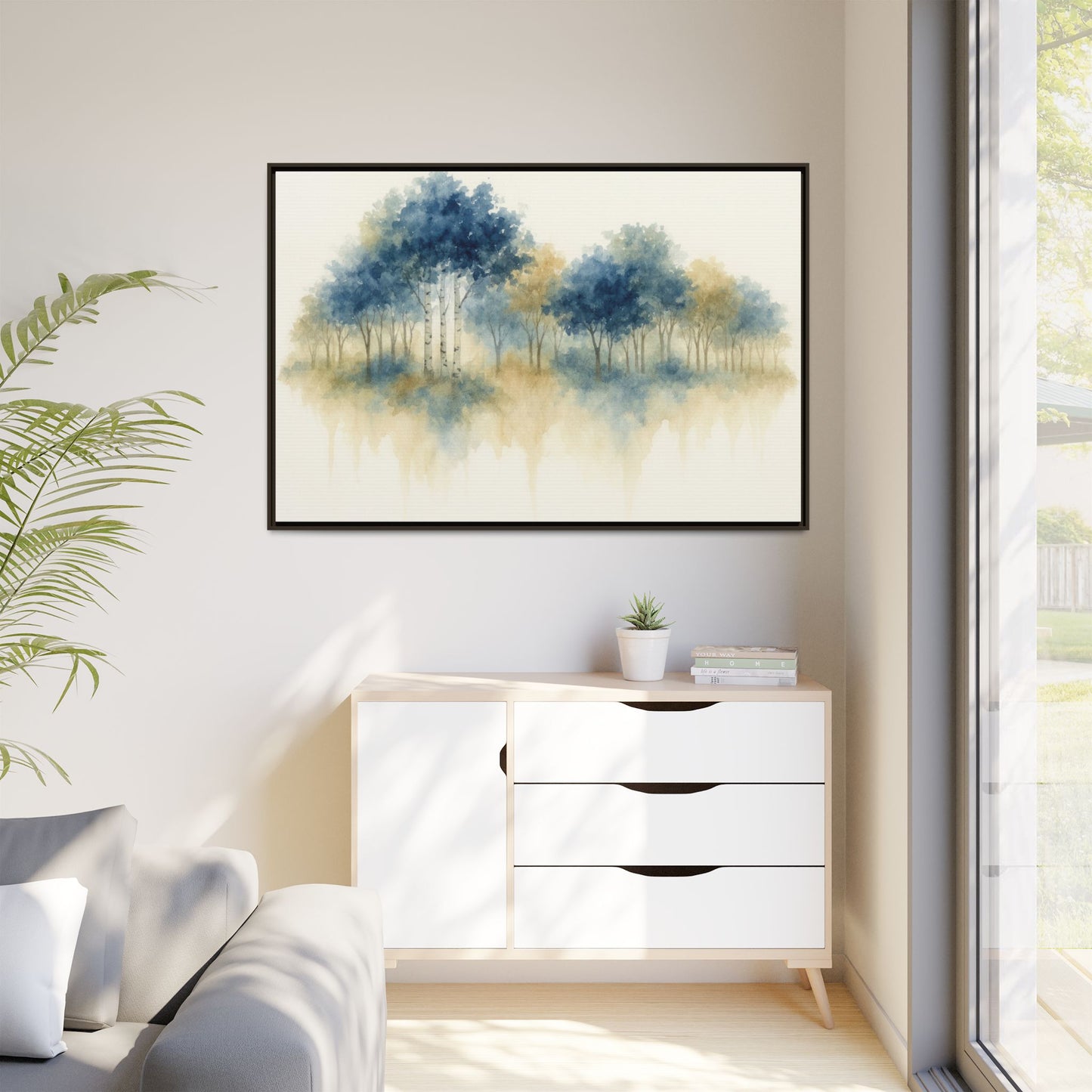 Floating Aspen and Birch Forest - Framed Canvas