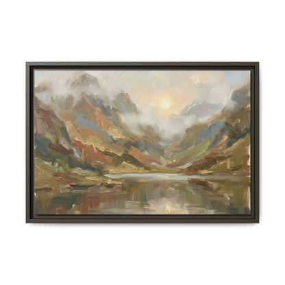 Misty Mountain Lake - Framed Canvas
