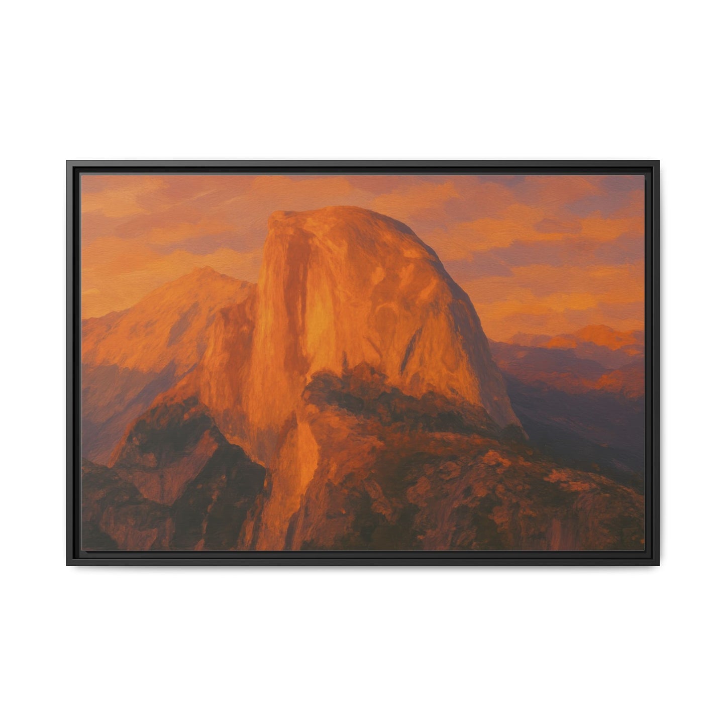 Sunset Over Half Dome - Framed Canvas