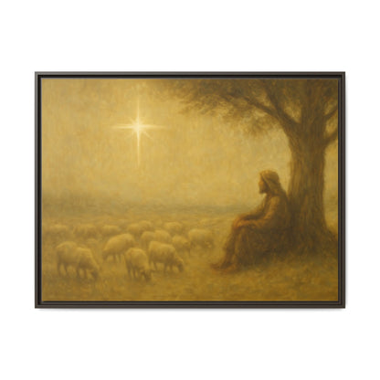 Shepherd In The Field - Framed Canvas