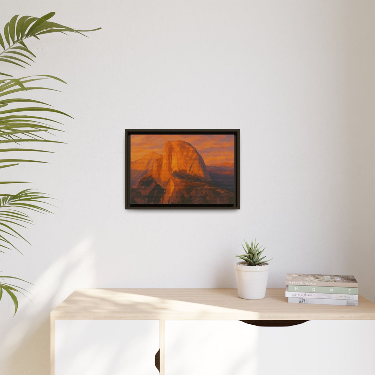Sunset Over Half Dome - Framed Canvas