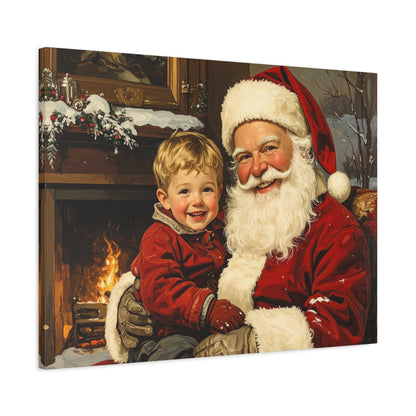Vintage Santa with Little Boy - Canvas