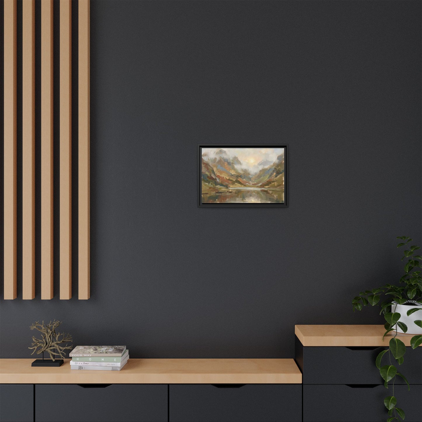 Misty Mountain Lake - Framed Canvas