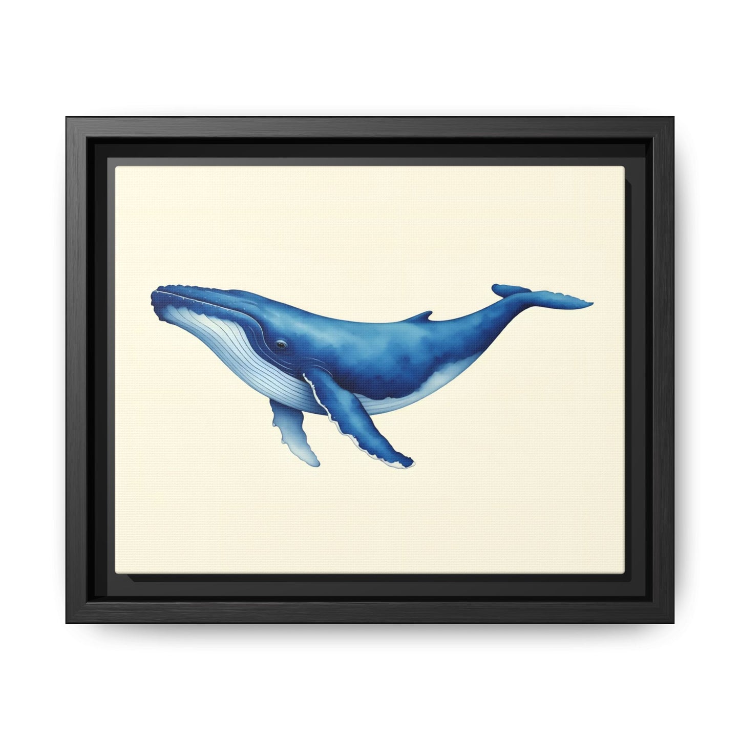 Blue Whale Watercolor - Framed Canvas