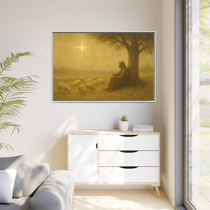 Shepherd In The Field - Framed Canvas