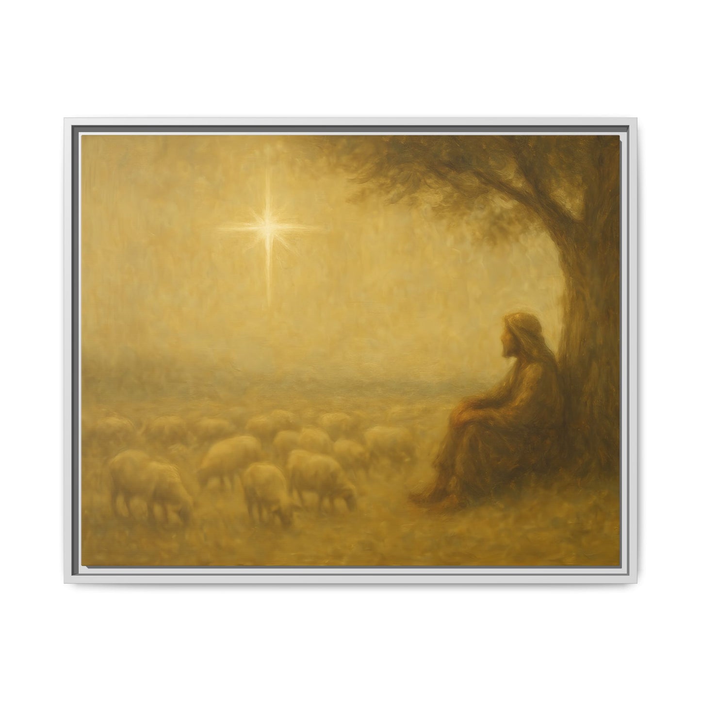 Shepherd In The Field - Framed Canvas