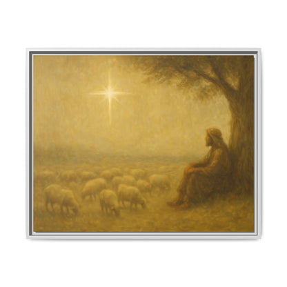Shepherd In The Field - Framed Canvas