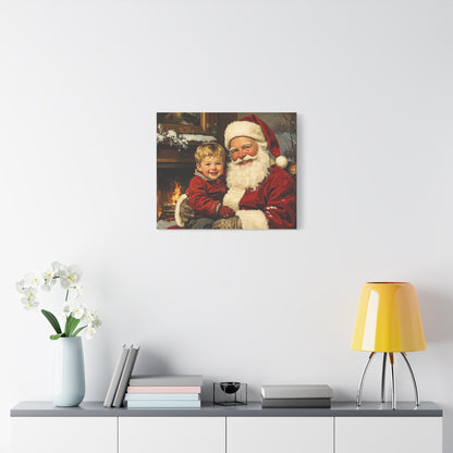 Vintage Santa with Little Boy - Canvas
