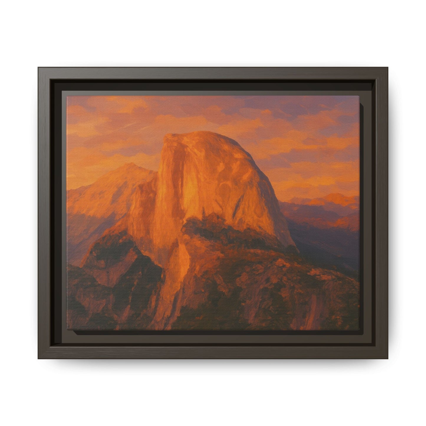Sunset Over Half Dome - Framed Canvas