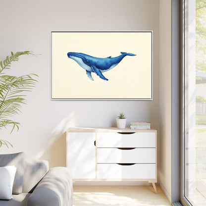 Blue Whale Watercolor - Framed Canvas