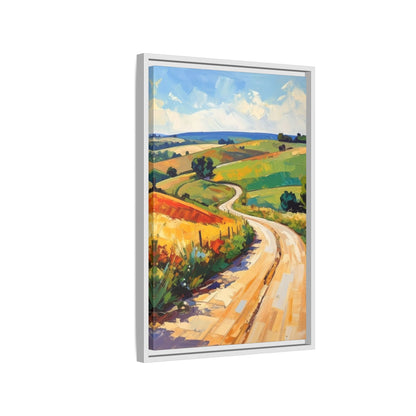 Lazy Country Road #3 - Framed Canvas