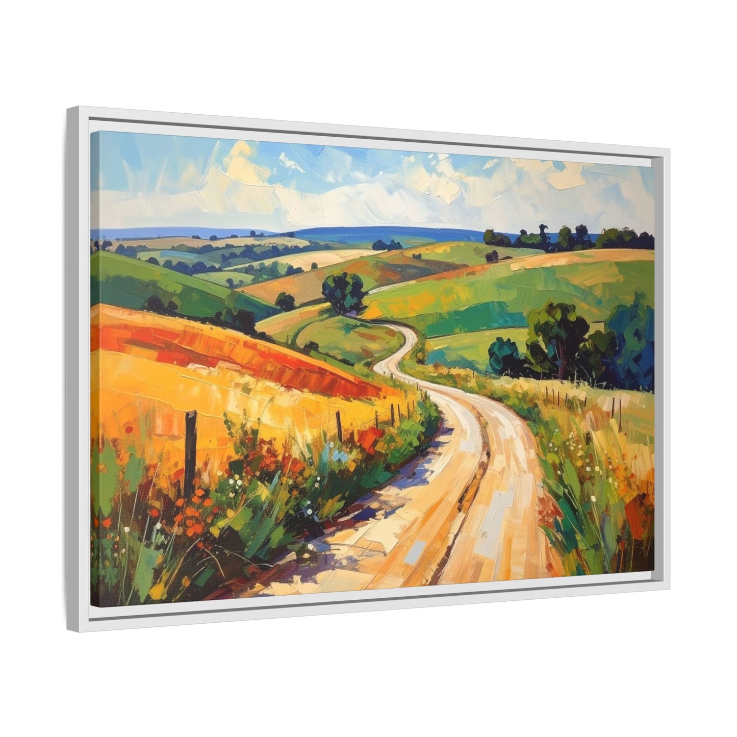 Lazy Country Road #3 - Framed Canvas