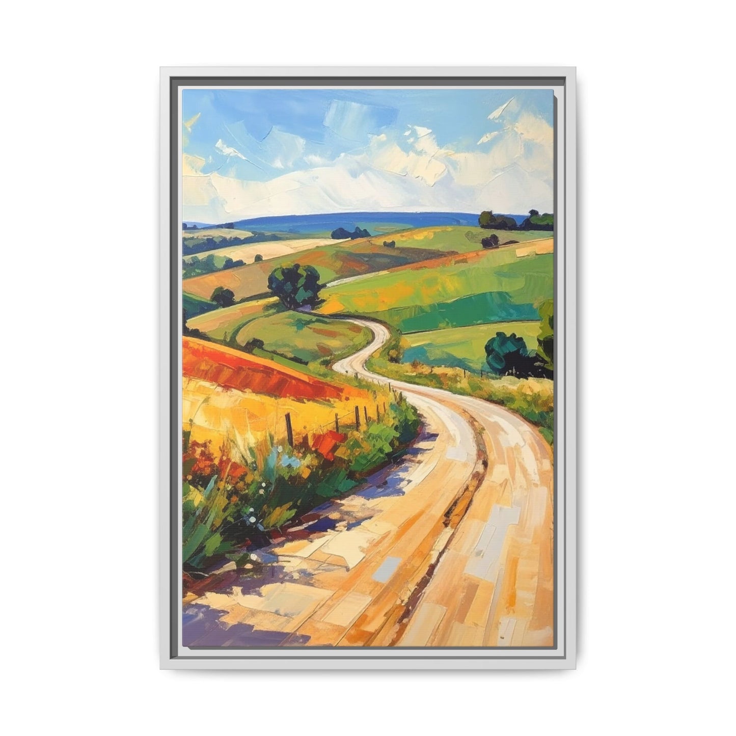 Lazy Country Road #3 - Framed Canvas