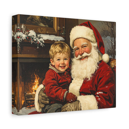 Vintage Santa with Little Boy - Canvas