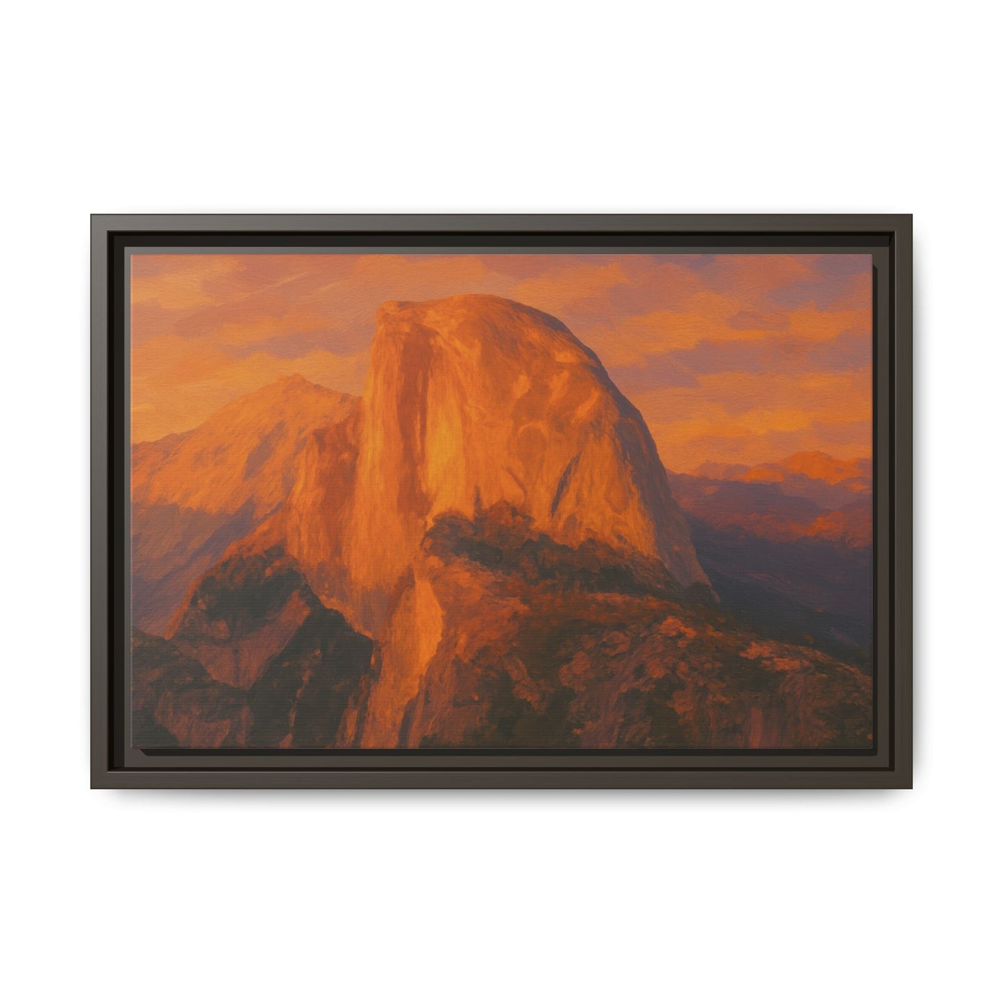 Sunset Over Half Dome - Framed Canvas