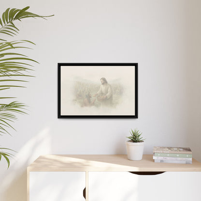 Jesus Feeds The 5,000 - Framed Canvas