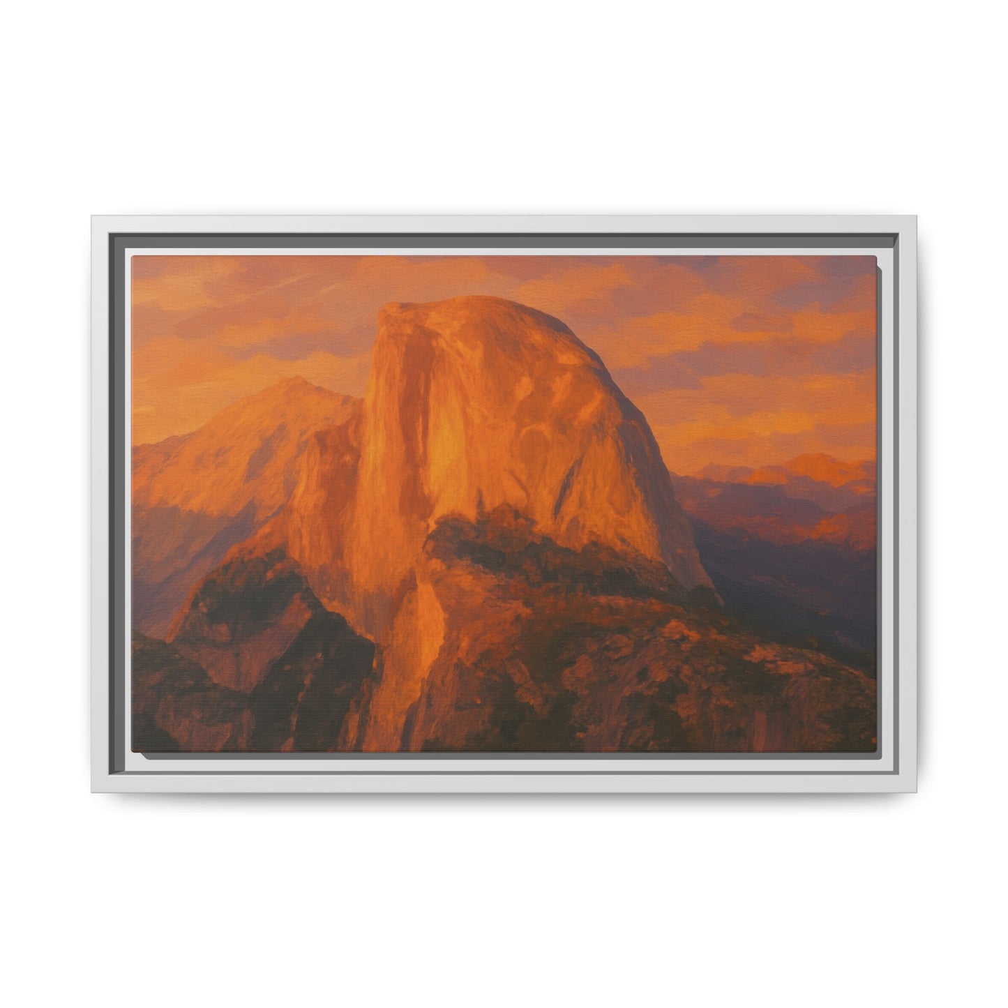 Sunset Over Half Dome - Framed Canvas