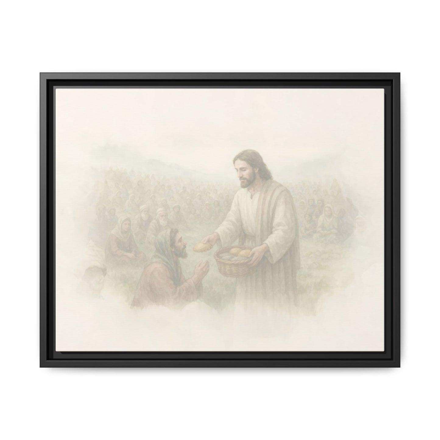 Jesus Feeds The 5,000 - Framed Canvas