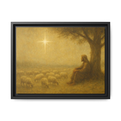 Shepherd In The Field - Framed Canvas