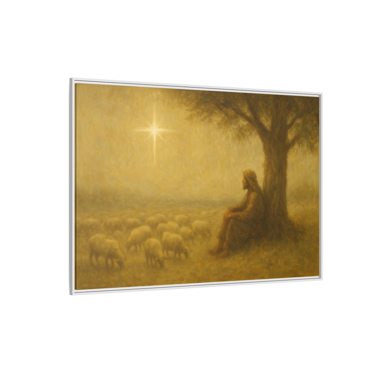 Shepherd In The Field - Framed Canvas