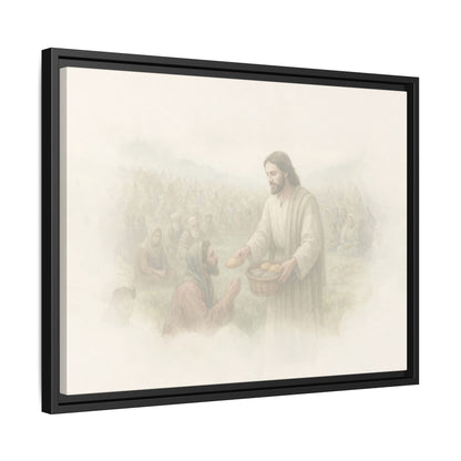Jesus Feeds The 5,000 - Framed Canvas